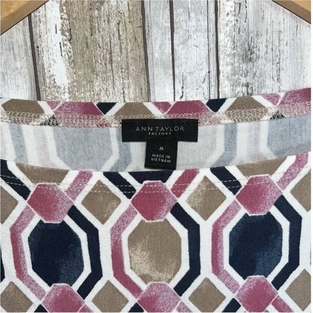 Ann Taylor Geometric Printed Long Sleeve Blouse - Picture 5 of 5